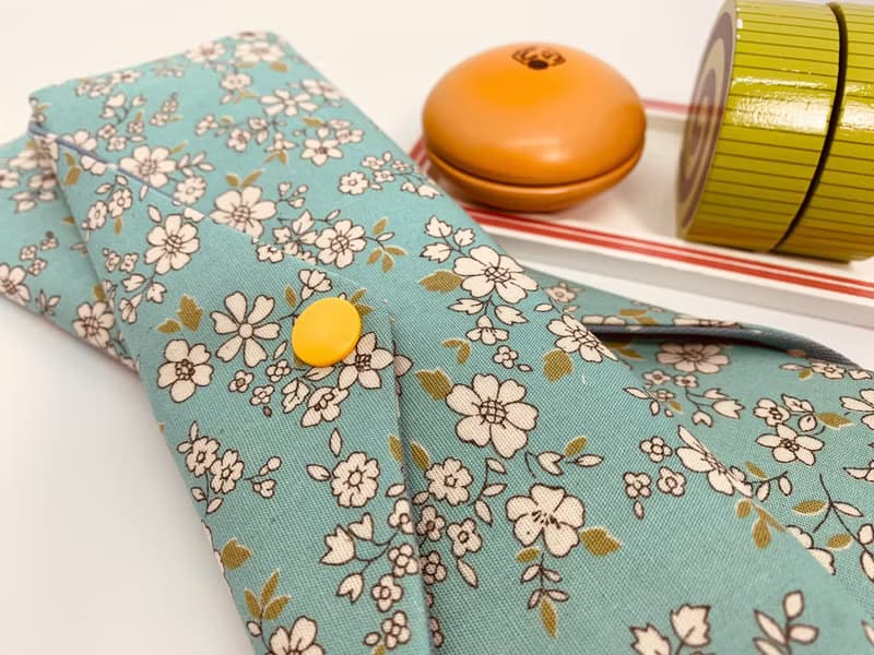 文青風環保筷袋  花季  清新藍 手作餐具袋.交換禮物.