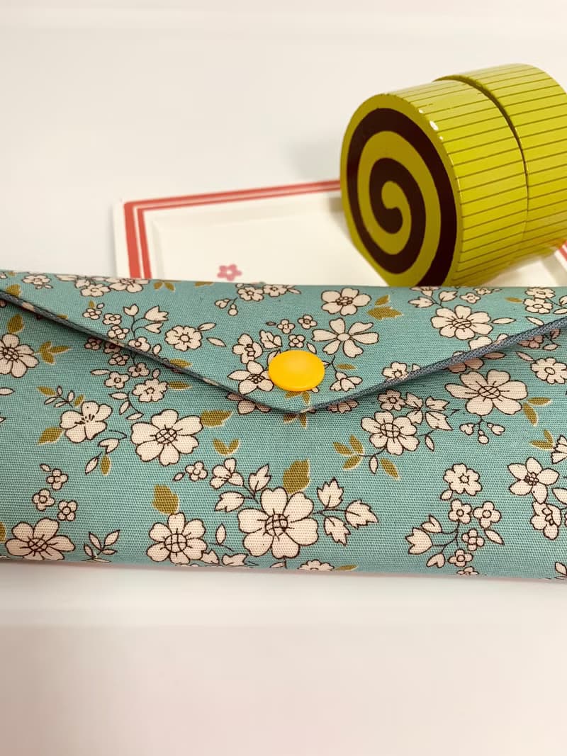 文青風環保筷袋  花季  清新藍 手作餐具袋.交換禮物.