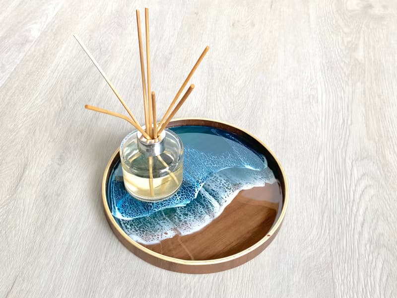 21cm Wood Tray Aqua, Wedding Gift, Home Gift
