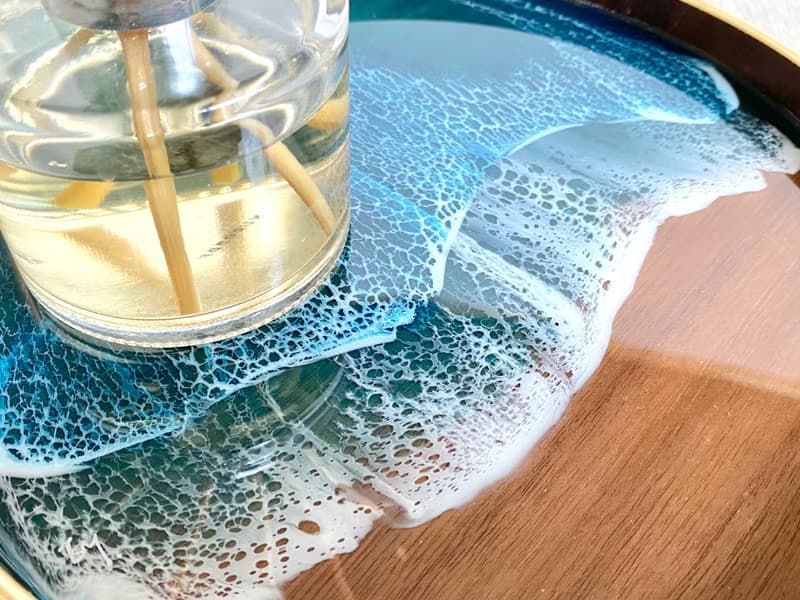 21cm Wood Tray Aqua, Wedding Gift, Home Gift