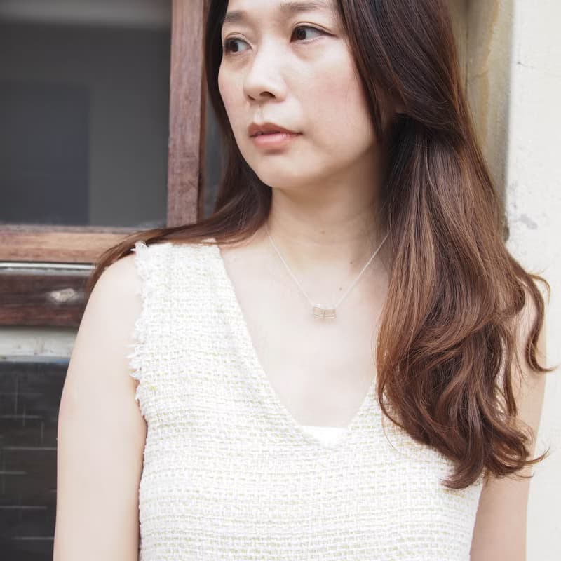 雙方塊關係簡約純銀項鍊