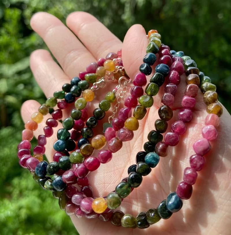 彩虹x電氣石||碧璽手鍊||糖果俏色_隨形方糖