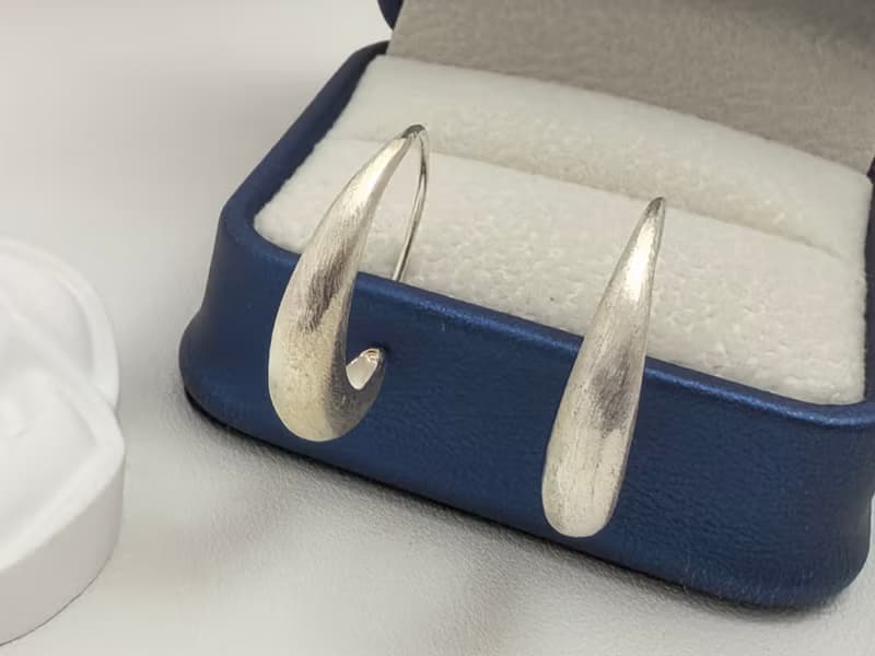 彎月亮 拉絲工藝 純銀耳環