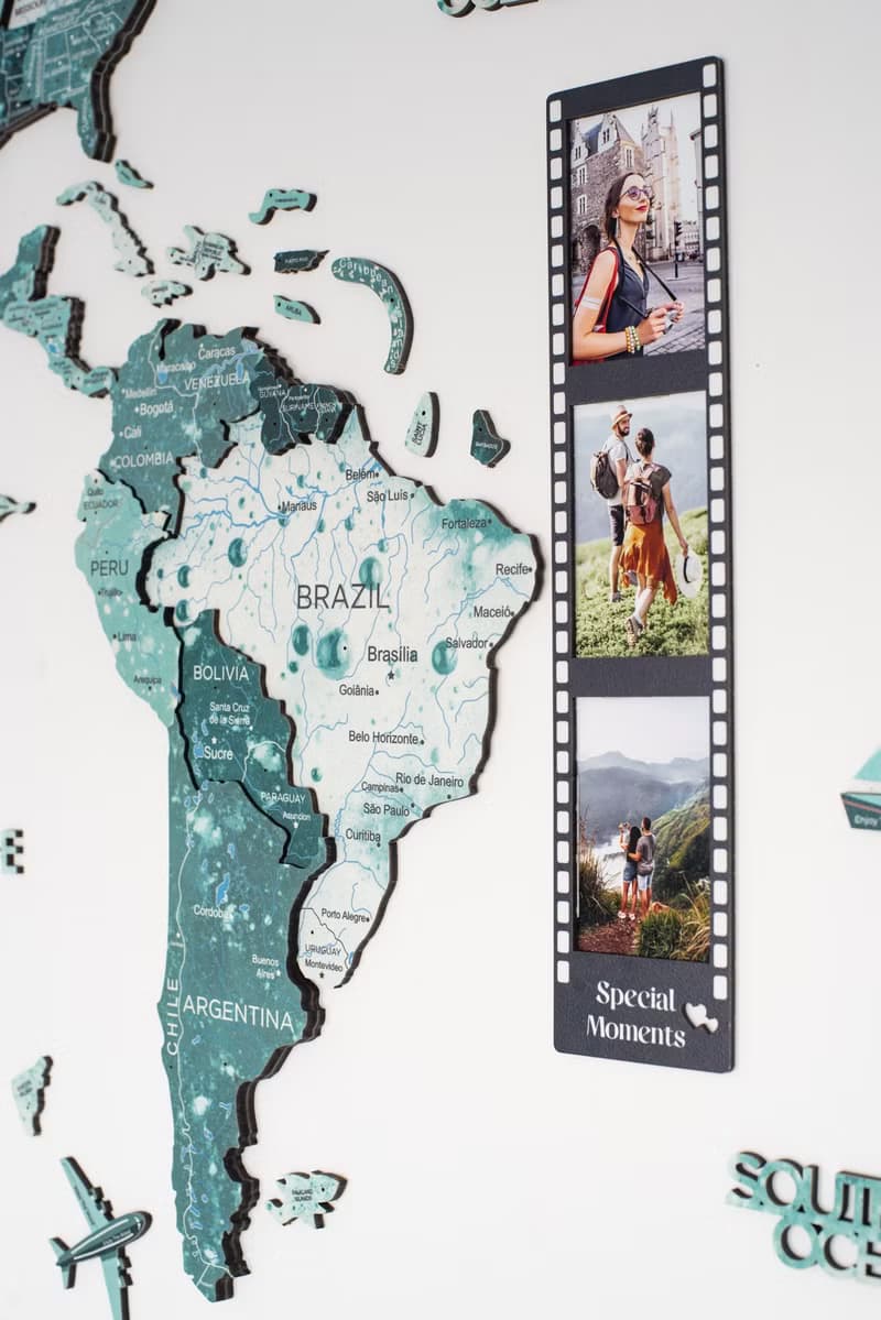 Home Wall Decor, 3D World Map, Wedding Gift for Couple, Birthday Gift Idea,