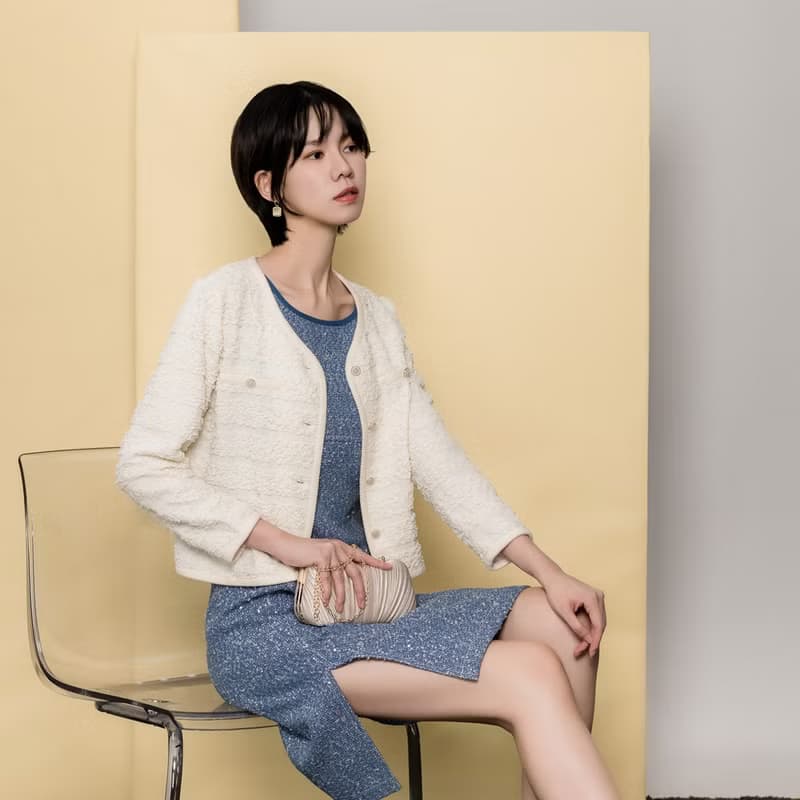 【MEDUSA】泡芙紋理米白小外套(M-2L) | 女外套 禮服外套 小香風