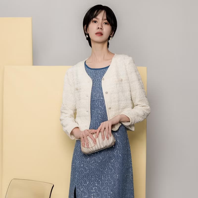 【MEDUSA】泡芙紋理米白小外套(M-2L) | 女外套 禮服外套 小香風