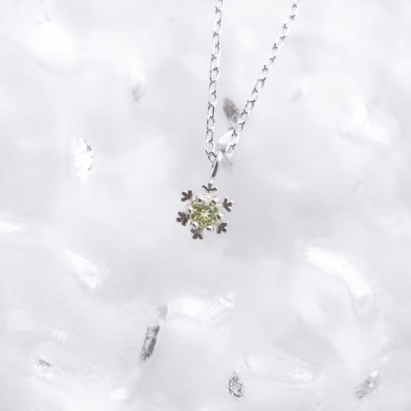 橄欖石925純銀雪花項鍊