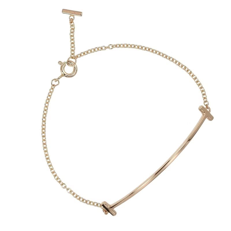 【日本直送】ティファニー ネックレス Tスマイル 腕回り15.8cm K18PG ピンクゴールド 約2.35g TIFFANY&Co.【中古】Aランク