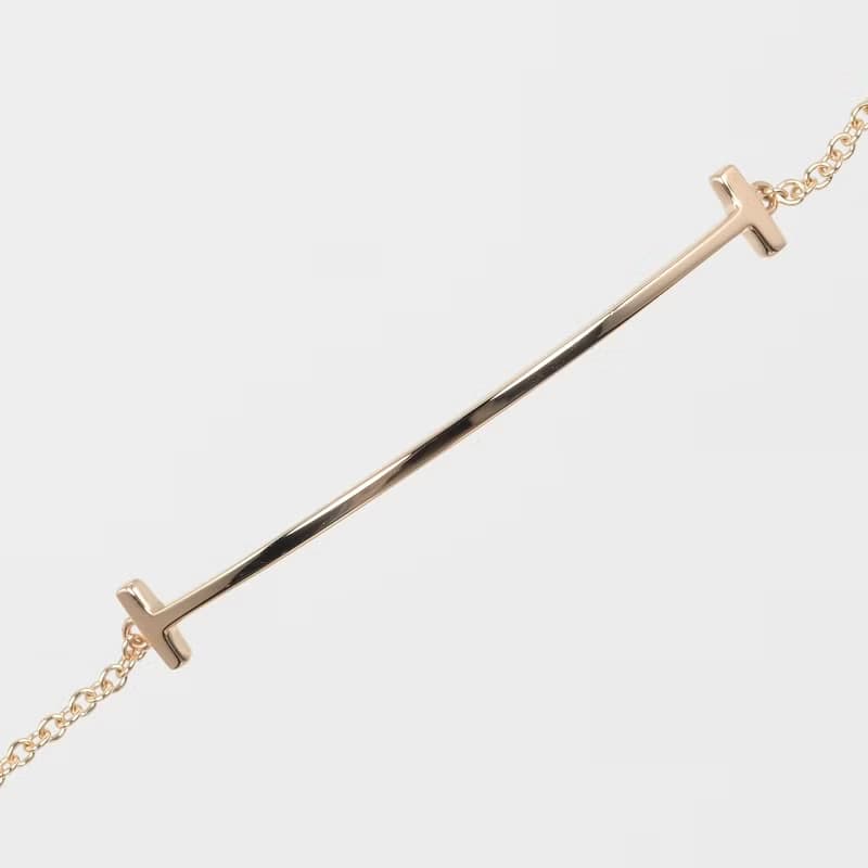 【日本直送】ティファニー ネックレス Tスマイル 腕回り15.8cm K18PG ピンクゴールド 約2.35g TIFFANY&Co.【中古】Aランク