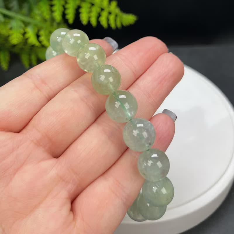 精品漸變色葡萄石手串12mm冰透天然清新圓珠手鏈男女單圈生辰石