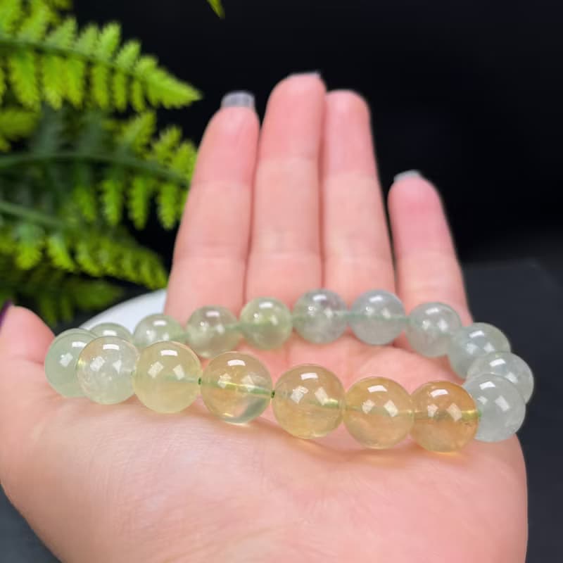 精品漸變色葡萄石手串12mm冰透天然清新圓珠手鏈男女單圈生辰石