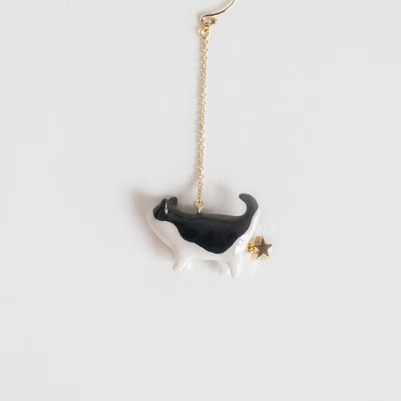 TeaTime 禮服貓咪  單只佩戴的萌點 耳環 耳夾