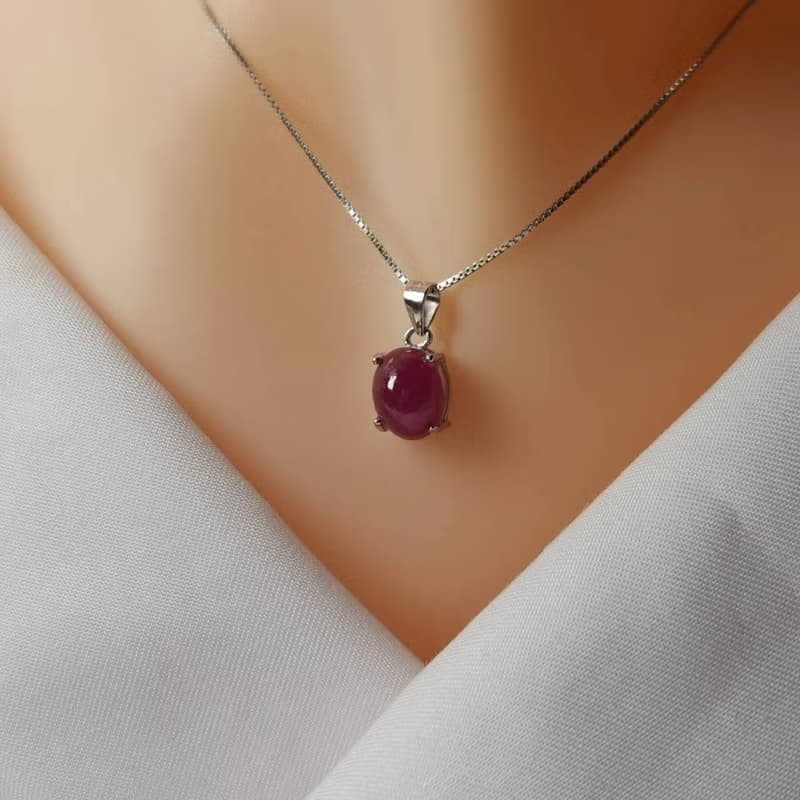 安珠 紅寶石 紅色 橢圓 7*9mm 項鍊 經典系列 Oval 寶石銀飾