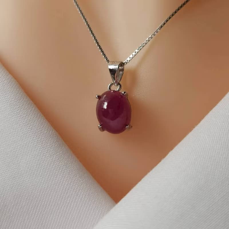 安珠 紅寶石 紅色 橢圓 7*9mm 項鍊 經典系列 Oval 寶石銀飾