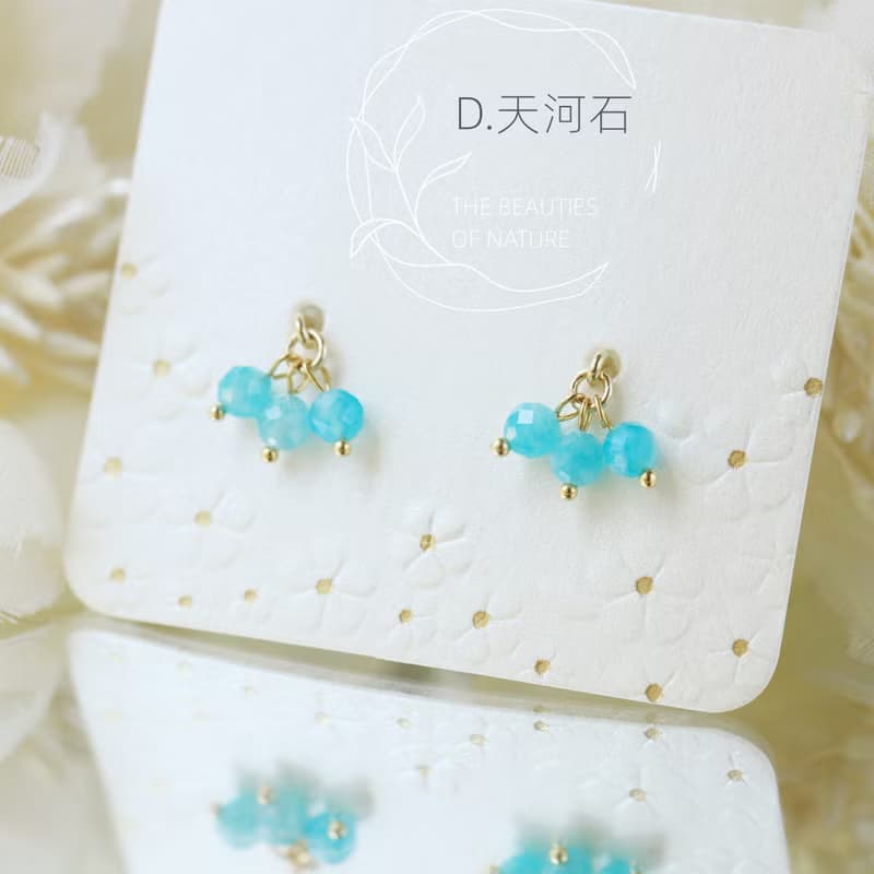 迷你小漿果誕生石珍珠水晶耳環 耳夾  紫水晶  石榴石 青金石