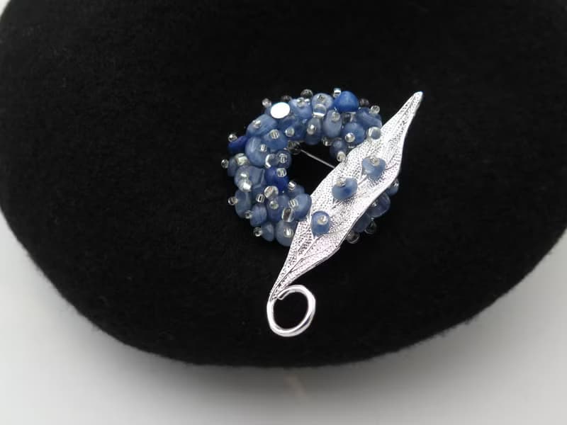 【母親節禮物】COLE COOL和風精緻藍色天然石葉子胸針母親節禮物