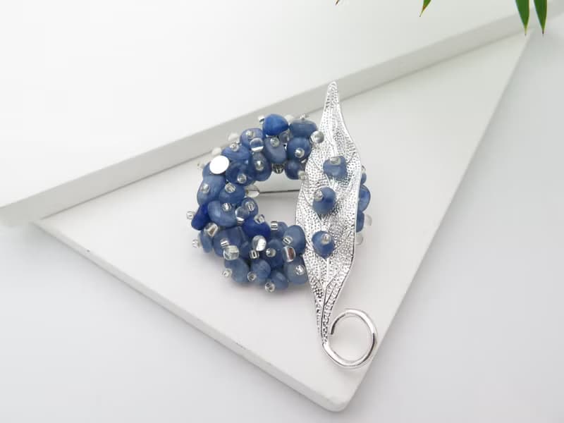 【母親節禮物】COLE COOL和風精緻藍色天然石葉子胸針母親節禮物