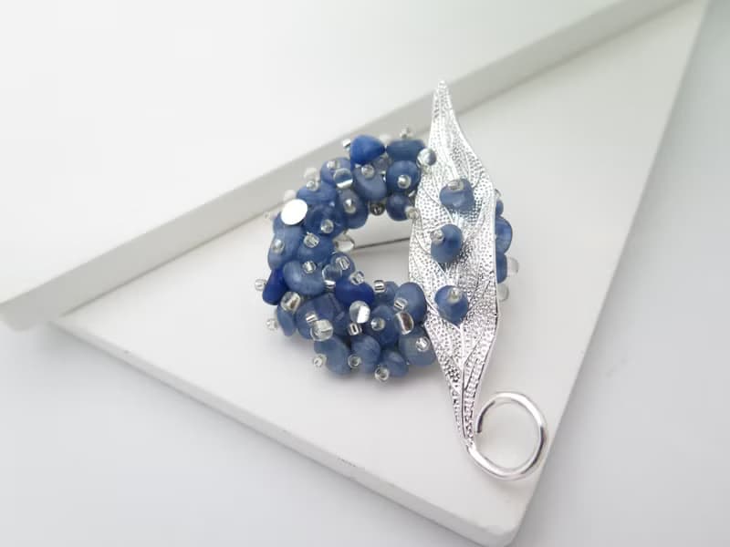 【母親節禮物】COLE COOL和風精緻藍色天然石葉子胸針母親節禮物