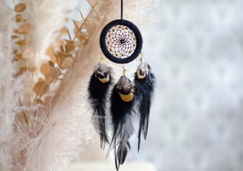 Small Handmade Black Dreamcatcher – Boho Charm for Home, Car Hanging Ornament