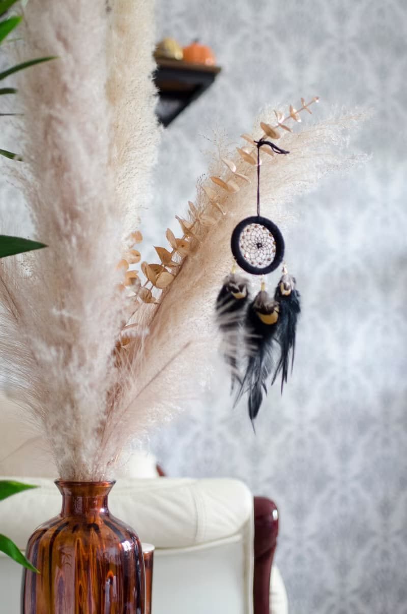 Small Handmade Black Dreamcatcher – Boho Charm for Home, Car Hanging Ornament