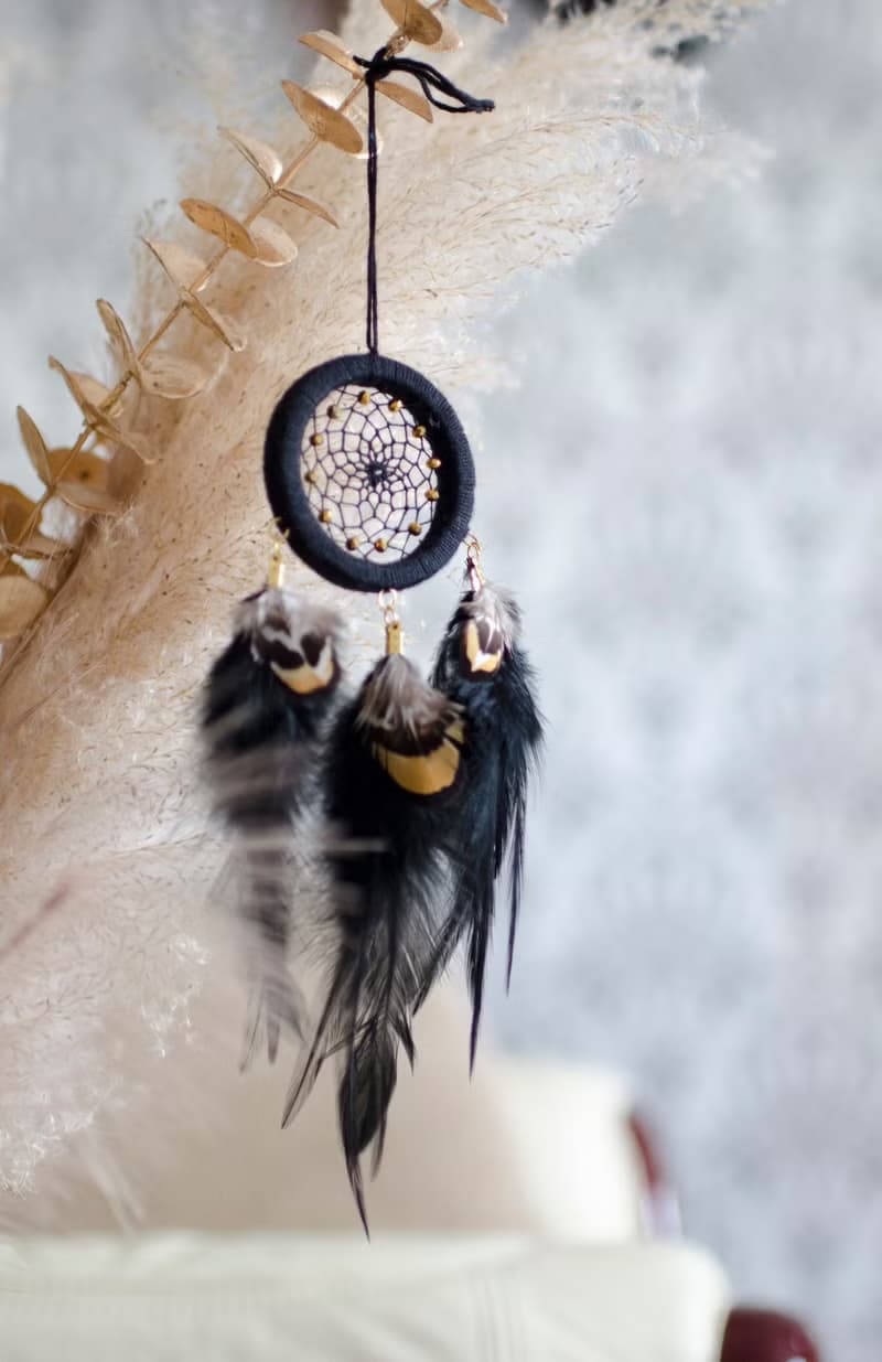 Small Handmade Black Dreamcatcher – Boho Charm for Home, Car Hanging Ornament