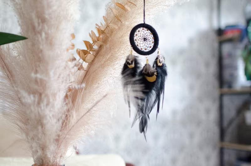 Small Handmade Black Dreamcatcher – Boho Charm for Home, Car Hanging Ornament