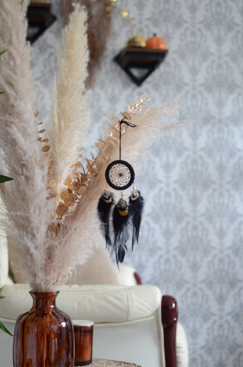 Small Handmade Black Dreamcatcher – Boho Charm for Home, Car Hanging Ornament