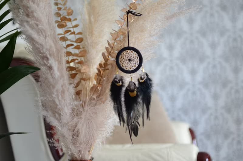 Small Handmade Black Dreamcatcher – Boho Charm for Home, Car Hanging Ornament