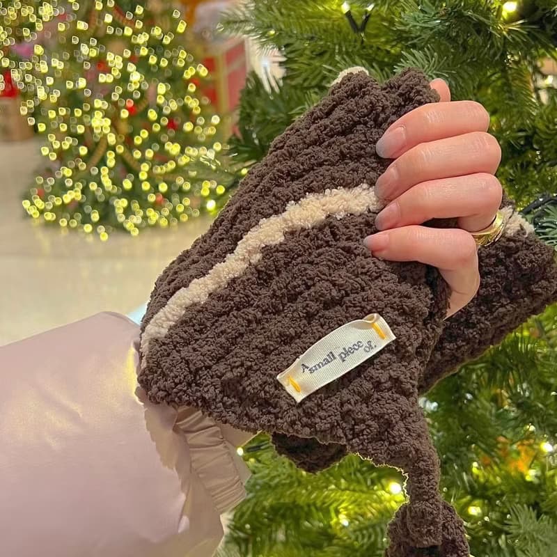 【Fluffy Muffler】 Handmade Knit Hoodory by ASPO || Earmuffs Fluffy scarf