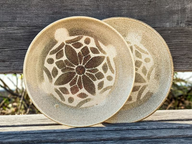 Handmade Ceramic Plates: Set of 2 Plate with Ukrainian Folk Art