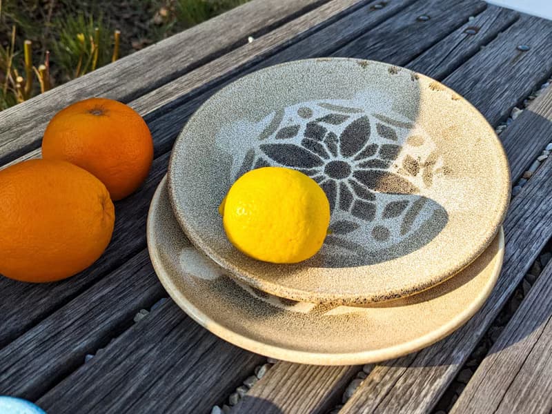 Handmade Ceramic Plates: Set of 2 Plate with Ukrainian Folk Art