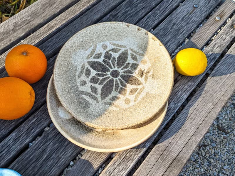 Handmade Ceramic Plates: Set of 2 Plate with Ukrainian Folk Art