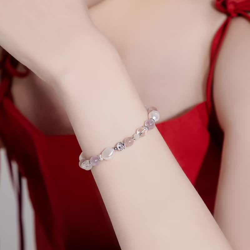 (招貴人) 拾光 | 薰衣草紫水晶 粉水晶 月光石 白水晶 | 水晶手鍊