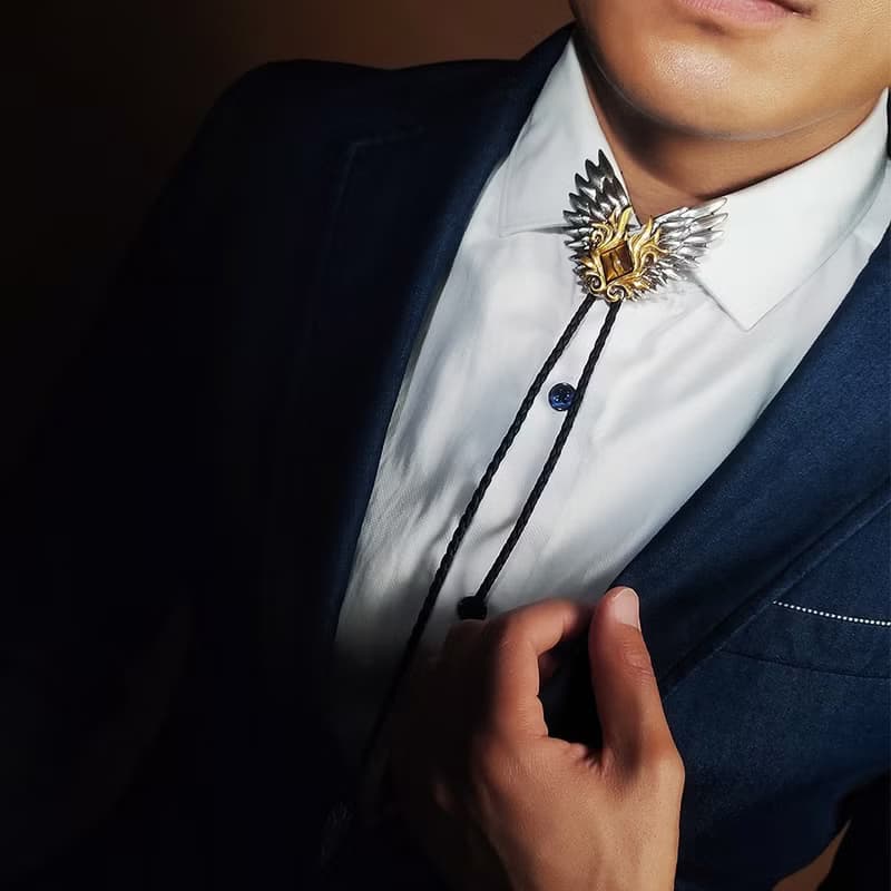 展翅高飛 虎眼石  保羅領帶 Bolo Tie 真皮 皮革項鍊 皮繩領帶