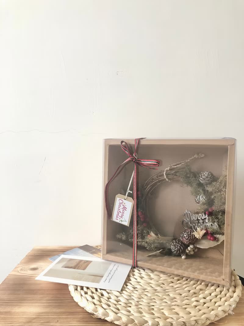 【竒植花物】 現貨-聖誕乾燥花圈 松果花圈 開幕喬遷 生日 情人