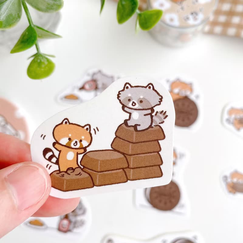 浣熊菓子屋-巧克力玩耍貼紙包/手帳貼紙