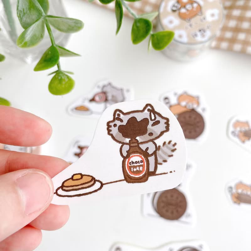 浣熊菓子屋-巧克力玩耍貼紙包/手帳貼紙