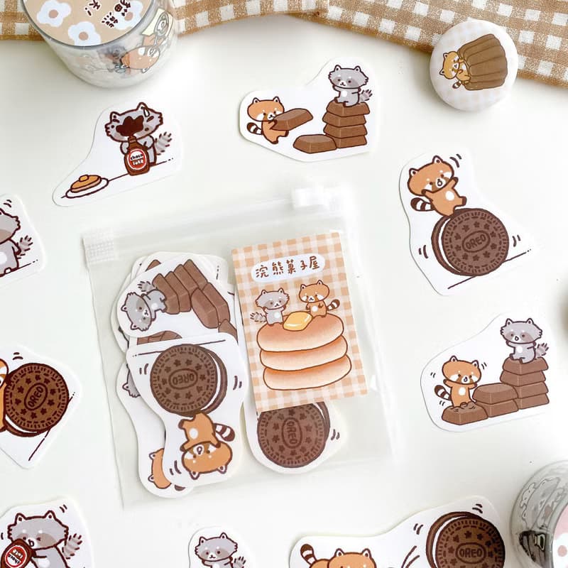 浣熊菓子屋-巧克力玩耍貼紙包/手帳貼紙