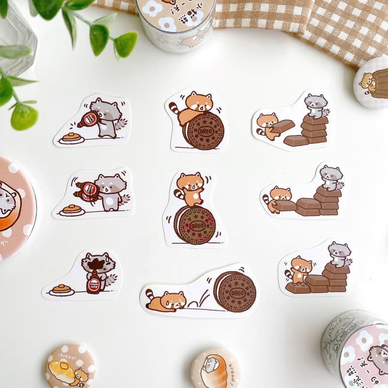 浣熊菓子屋-巧克力玩耍貼紙包/手帳貼紙