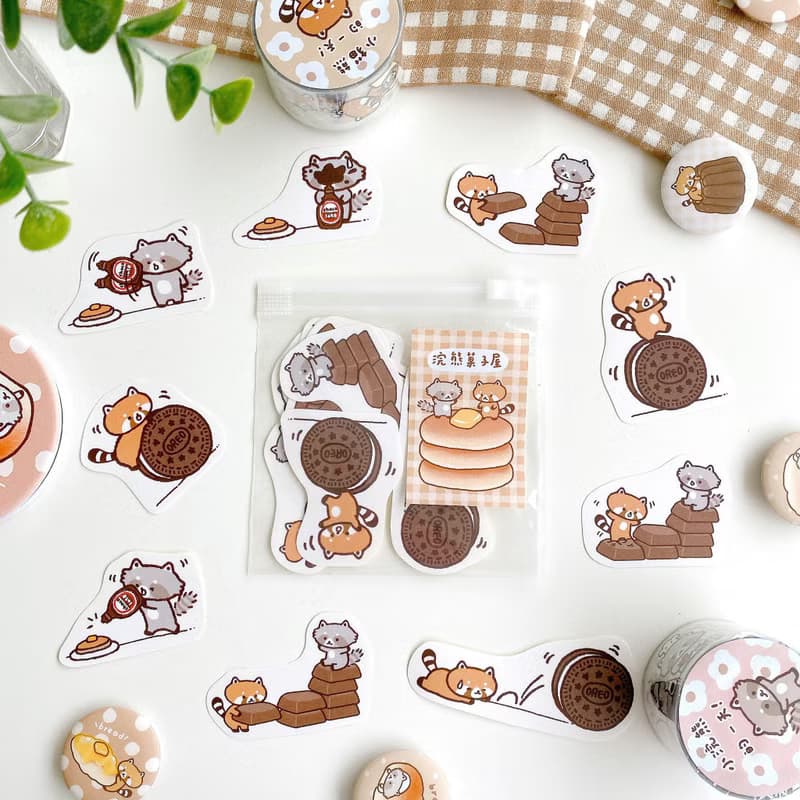 浣熊菓子屋-巧克力玩耍貼紙包/手帳貼紙