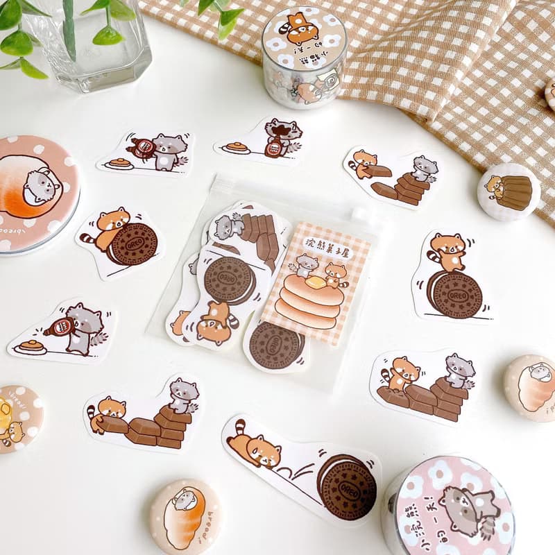 浣熊菓子屋-巧克力玩耍貼紙包/手帳貼紙