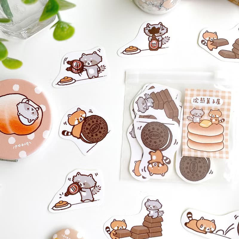 浣熊菓子屋-巧克力玩耍貼紙包/手帳貼紙