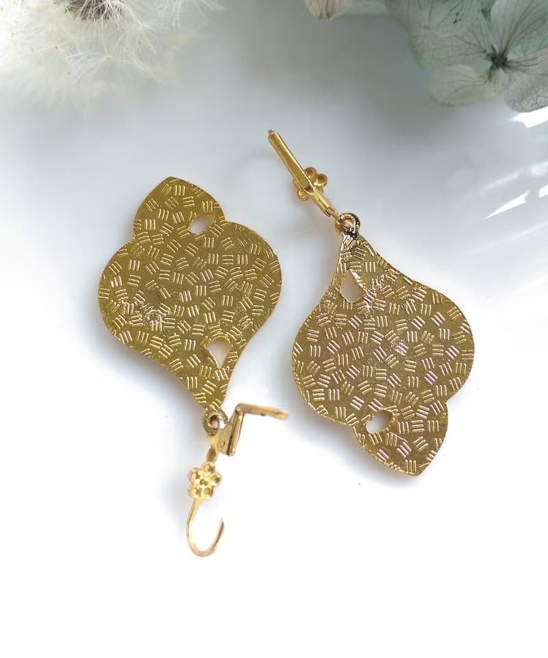 Vintage Jewelry 西洋古董飾品 景泰藍 花形 紫紅花卉 針式耳環