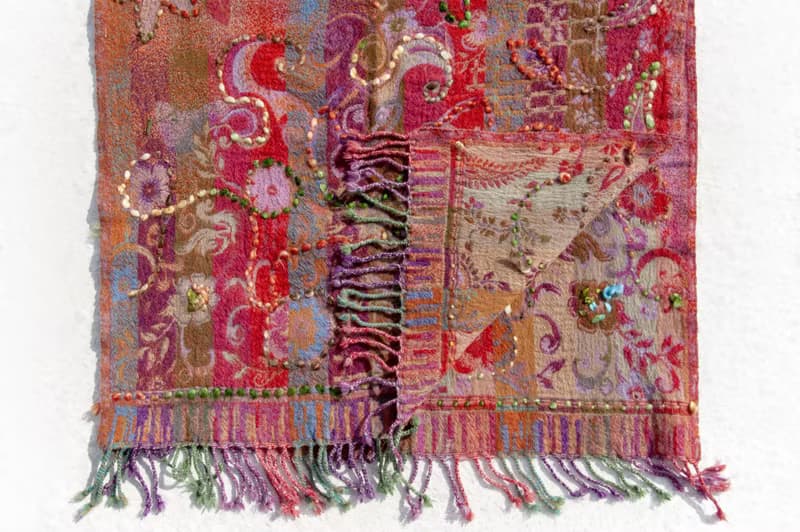 喀什米爾Cashmere/水煮羊毛披肩/針織圍巾/刺繡圍巾/羊絨披巾-花