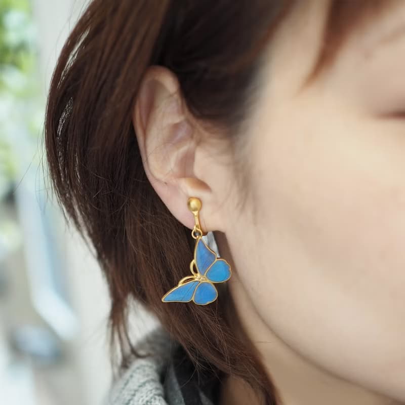 モルフォ蝶のアンティークイヤリング ペア