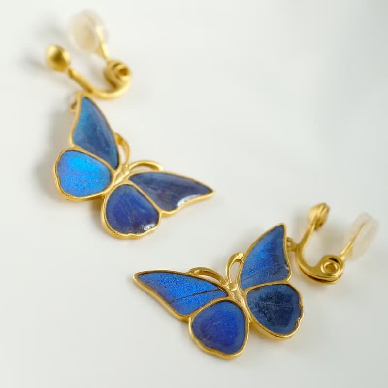 モルフォ蝶のアンティークイヤリング ペア