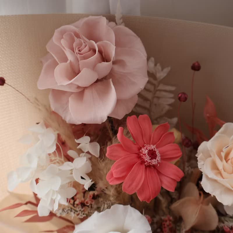 花花世界 煙燻粉玫瑰花束 永生花束 情人節花束 生日花束