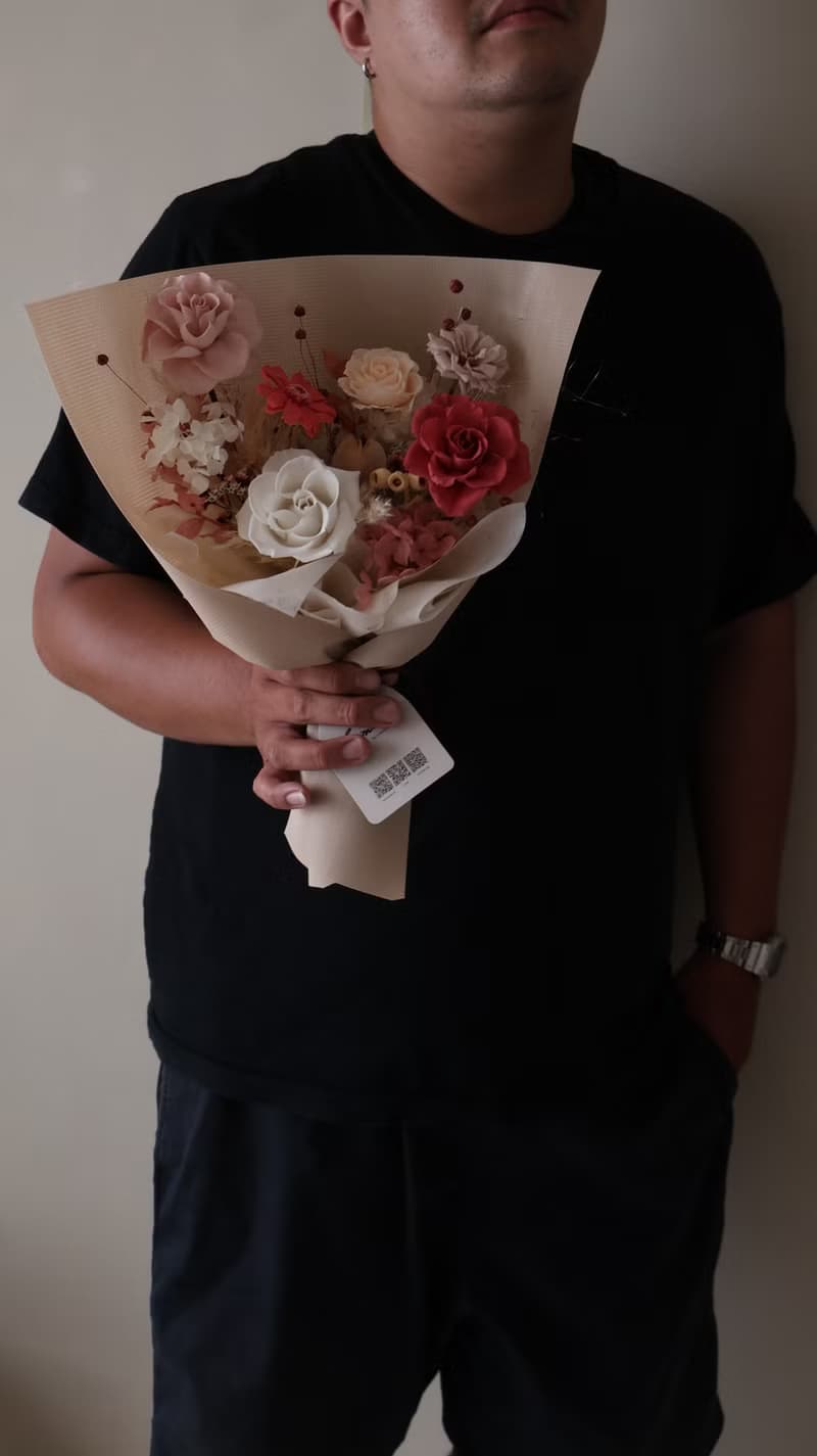 花花世界 煙燻粉玫瑰花束 永生花束 情人節花束 生日花束