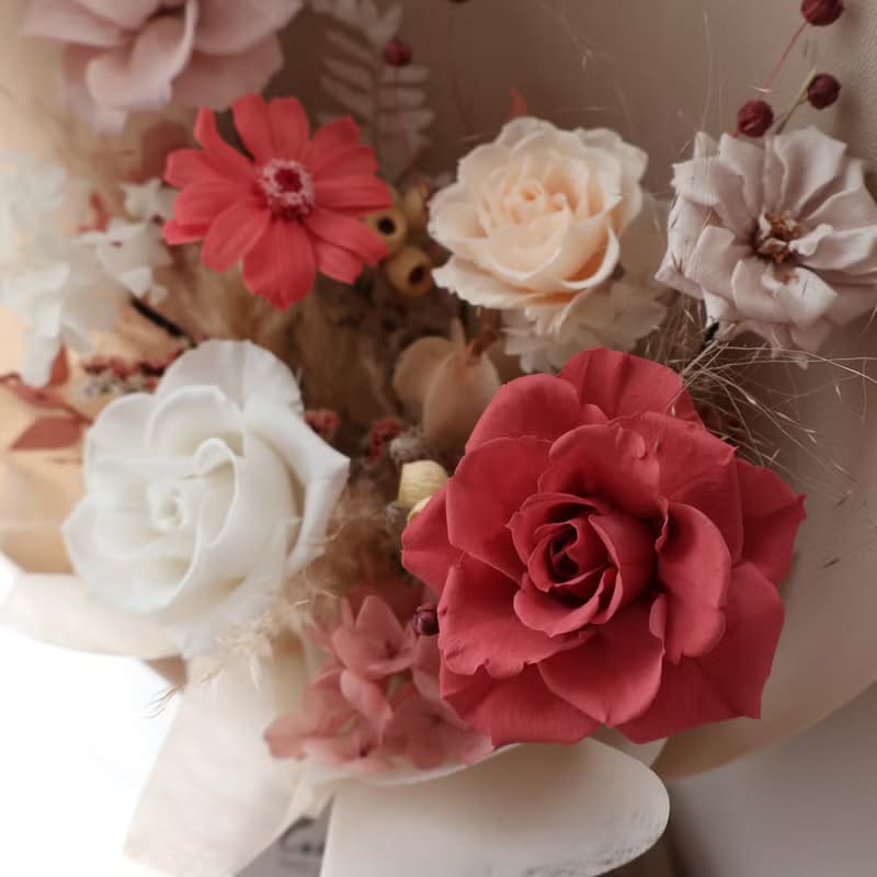 花花世界 煙燻粉玫瑰花束 永生花束 情人節花束 生日花束