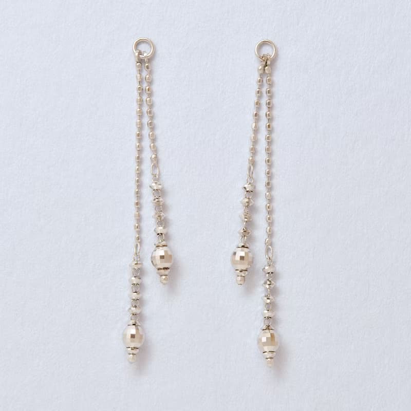 【Palette】 雙鏡面耳環墜飾 (10K 白金)